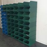 Ca. 63x Grote Magazijnbakken, Overtoom, Groen/blauw